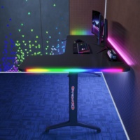 Bureau de jeu en forme de L avec éclairage RGB, commande en gros, fibre de carbone 18 mm, vente en gros