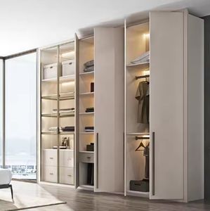 Armario de Almacenamiento de Ropa con Puerta de Vidrio de Estilo Lujoso de Fabricante Líder, Moderno Armario de Madera de Melamina para Dormitorio, Vestidor Personalizado - Product Image 5