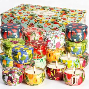 Bocaux à bougies colorés avec couvercle, coffret cadeau de luxe, mélange de soja aromatique, assortiment de produits de boutique, gamme de présentation - Product Image 1