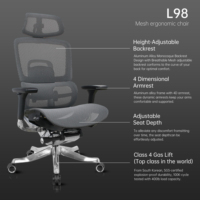 Chaise de bureau ergonomique en maille de qualité supérieure avec repose-pieds, chaise de direction robuste avec base en alliage d'aluminium