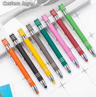 Pulpen Touch-Screen Spray-Glue Logo Kustom Grosir Model Promosi Stylus Kapasitif Tombol Tekan Bodi Aluminium