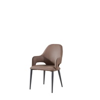 Chaise de salle à manger grise en cuir PU rétro style nordique moderne avec pieds en métal noir pour salon et maison
