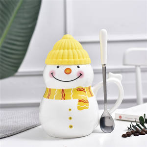 Tasses en céramique mignonnes en forme de bonhomme de neige, tasses à café et à lait pour couple, tasses de Noël et d'hiver - Product Image 3