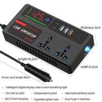 Inverter Mobil 200W DC 12V/24V ke AC 220V Adaptor Daya Ganda Tipe-C QC3.0 Konverter Mobil dengan Layar Digital Inverter Kendaraan