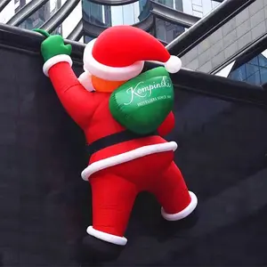 广州工厂批发高级户外充气装饰登山墙圣诞圣诞老人