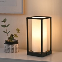 Contrôle tactile avec abat-jour en tissu de lin base métallique lampe de Table USB
