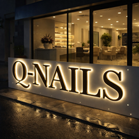 Letrero Luminoso LED para Tienda con Nombre, Letrero de Metal Personalizado con Retroiluminación para Negocios, Placa con Logotipo para Pared