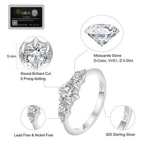 KRKC Großhandel Schmuck VVS1 Sterling Silber Eheringe Labor Diamantringe Moissan ite Stapelbarer Verlobung sring für Frauen