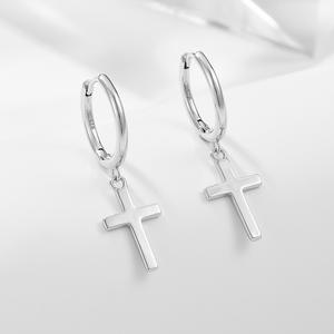 Boucles d'oreilles tendance SPJ en argent sterling S925, style hip-hop punk, croix pendante, boucles d'oreilles créoles personnalisées, bijoux de <span class=keywords><strong>mode</strong></span> pour femmes - Product Image 4