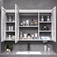 OEM ODM Kustom Lemari Obat 3 Pintu Dinding Modern Cermin Kamar Mandi Persegi Panjang Cermin LED Pintar