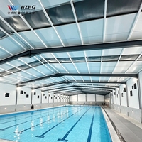 Cubierta de Piscina de Estructura de Acero Personalizada, Cubierta de Piscina Prefabricada, Edificio Metálico para Piscina