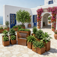 Jardinière rectangulaire rustique en acier inoxydable pour jardin, patio extérieur, balcon, grand bac à fleurs en métal, style Art Déco