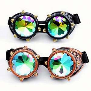 Gafas de Cristal con Lentes de Cristal Arcoíris, Estilo Gótico Punk, para Cosplay, Fiestas Rave, Caleidoscopio, Steampunk, con Logotipo Personalizado, Venta al Por Mayor - Product Image 1