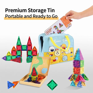 Christmas Birthday <strong>Mini</strong> Magnetic Tiles Travel Magnetic Tiles with Iron Box,Educational Portable Magnet <strong>Toys</strong> - Product Image 3