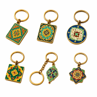 Porte-clés en émail personnalisé OEM ODM, motif géométrique islamique arabe, anneau doré vintage, métal décoratif, cadeau pour sac à main, mosaïque turque