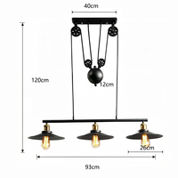 Lampes suspendues industrielles vintage américaines en fer avec poulie, décoration artistique pour cafés, bars, salles à manger et magasins de vêtements
