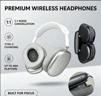 Headphone Nirkabel Premium Air Max ANC Over Ear Bluetooth dengan Kontrol Sentuh Hall Switch, Baterai 400mAh, Headset Pabrik OEM ODM