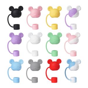 Linda cabeza <span class=keywords><strong>de</strong></span> ratón <span class=keywords><strong>de</strong></span> silicona 3D 10mm Stane Cup Tumbler Charms <span class=keywords><strong>Mickey</strong></span> Head Straw Toppers - Product Image 2