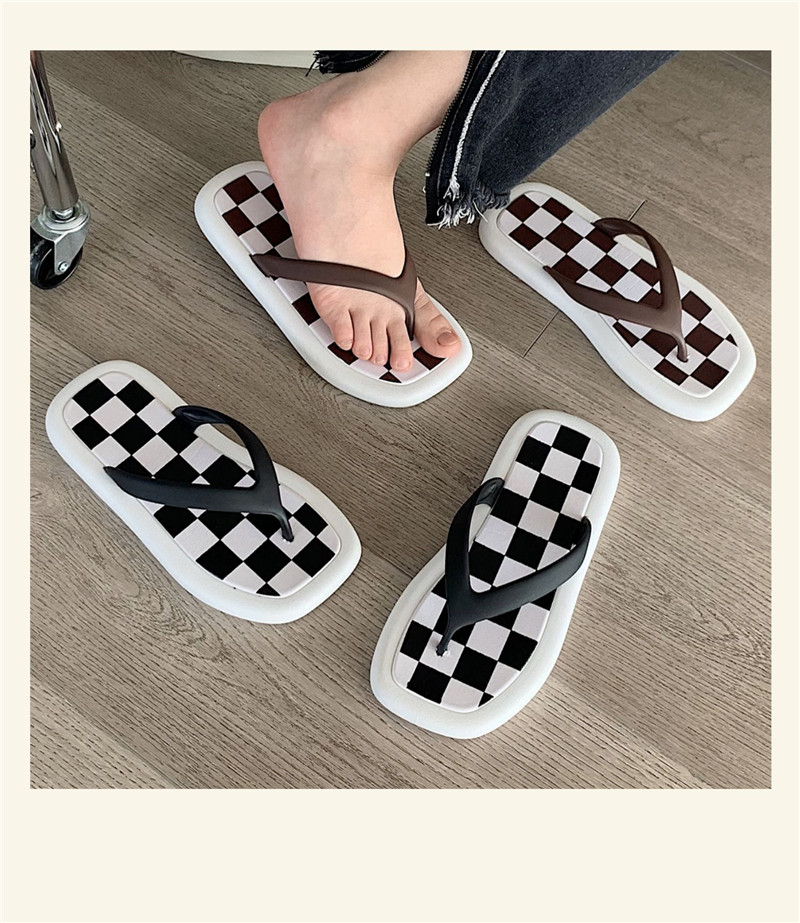Custom Printed Flip Flops Checkerboard EVA PE Flip-flops Slippers for Mens Women