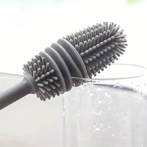 <b>Silicone</b> Kitchen Cleaning Brush with Long 28CM Handle for Cups Milk Bottles & Glassware-Multi-Functional <b>Tool</b> - Product Image 2