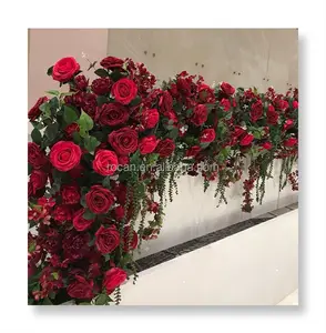 Flores artificiais para casamento, suprimentos para mesas, rosas, flores de rosa, longa fileira de mesa, corredor de flores, casamento, casamento