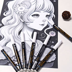 Pennarelli pennarelli bianchi <span class=keywords><strong>pennarello</strong></span> indelebile <span class=keywords><strong>bianco</strong></span> <span class=keywords><strong>acrilico</strong></span> da 0.7mm, pennarelli bianchi per pittura su roccia pietra ceramica vetro legno - Product Image 5