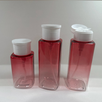 Bouteille carrée en PET rouge ombré brillant de 200 ml et 300 ml avec pompe distributrice pour dissolvant de vernis à ongles et lotion – Contenant vide en gros