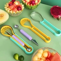 4-in-1 fruitballetjesvormer, kiwi-fruitlepel, meloenlepel, fruitpot, aardappelpuree-vormer, ijslepel, keukenhulpjes