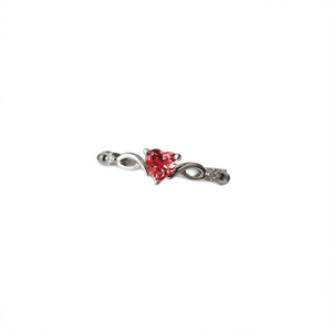 Heart-Shaped Platinum Red Diamond Jewelry For Unisex Gift, Model JS-XYH-10023, Copper Material, <b>Fashion</b> <b>Accessory</b> - Product Image 1