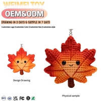 WEIMEI Fabricants de poupées personnalisées, porte-clés en peluche de coton au crochet motif feuille d'érable, porte-clés jouet personnalisé pour cadeaux en gros et pendentifs