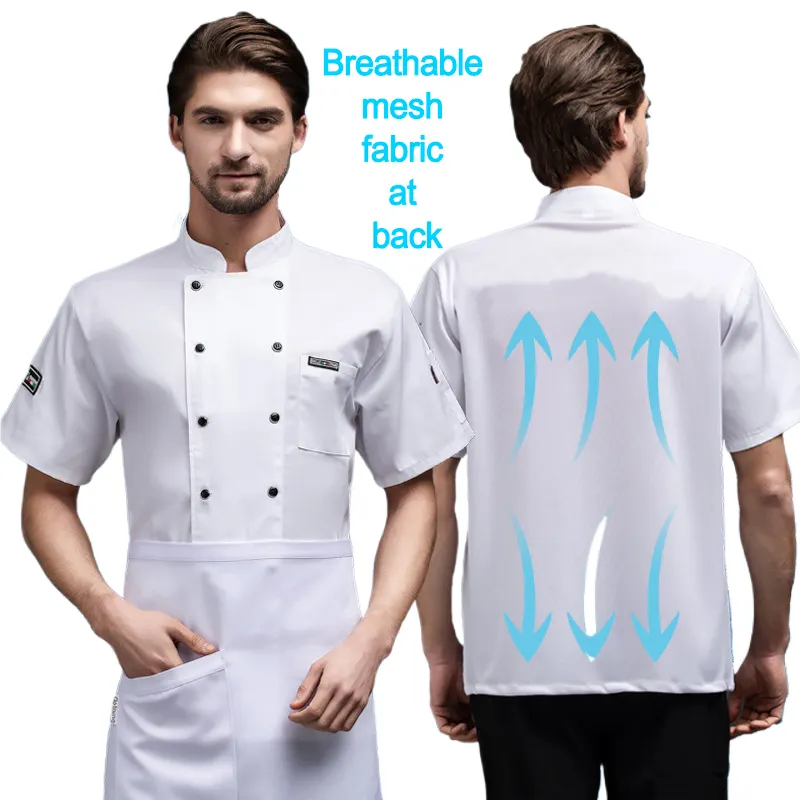 Wholesale custom white chef work uniform jacket short sleeve