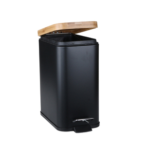 5L bamboo cover recycle trash cans bathroom waste bin hotel room garbage bin foot pedal bin