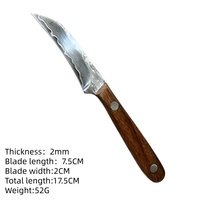 Couteau à fruits en acier Damas sur mesure ODM, 67 couches, lame courbée forgée, manche en bois massif, couteau à éplucher pour la cuisine
