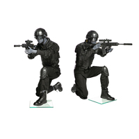 DQ-1 Ganzkörper-Männliche Erwachsenen-Schaufensterpuppe mit Eierkopf, Mattgrau, Sniper-Posen-Uniform-Mannequin