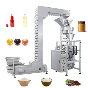 Automatische vertikale Lebensmittel flüssiges Öl Mehl Zucker Gewürz Reis Granulat Ketchup Chip Kaffeepulver Pack Maschine