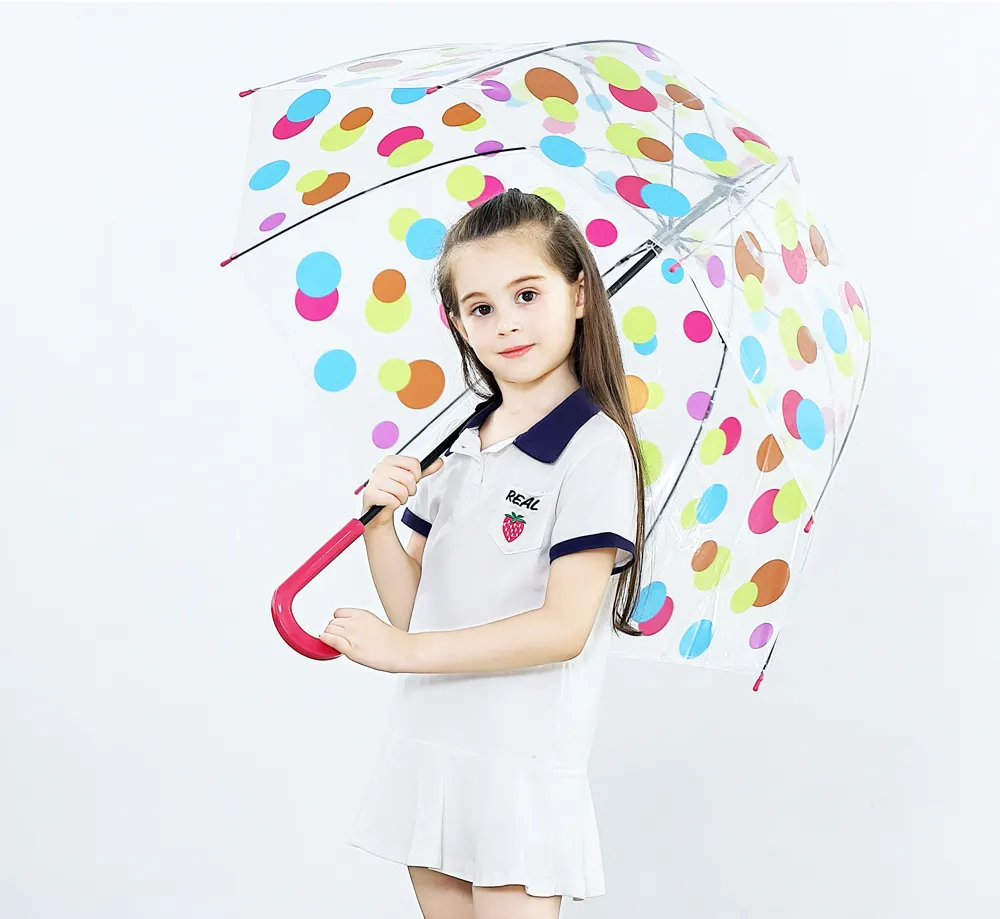 カスタムロゴ学校卸売透明クリア子供子供安全雨傘子供用