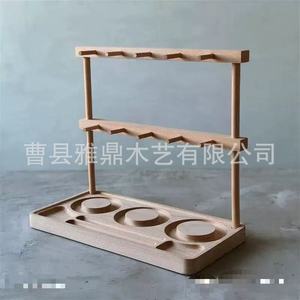 Ya Ding Wooden Jewelry Display Rack Double Layer Walnut Color Desktop Storage Rustic Style - Product Image 4