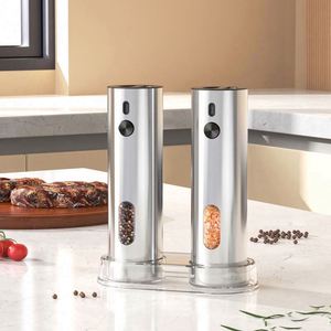 2Pack Electric Stainless Steel Salt & <b>Pepper</b> <b>Grinder</b> Set USB Rechargeable with LED Light Adjustable Coarseness Eco-Friendly - Product Image 2