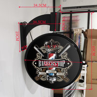 Panneau lumineux LED pour salon de coiffure, logo 3D avec design circulaire, affichage publicitaire décoratif extérieur pour éclairage mural