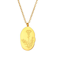 Collier tendance en acier inoxydable plaqué or avec motif fleur du mois, bijoux inaltérables, pendentif 12 pierres de naissance
