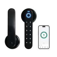 Poignée de porte intelligente Tuya avec serrure à levier réglable US 60/70, biométrique, par empreinte digitale et code, pour porte intérieure en bois de chambre à coucher (OEM)