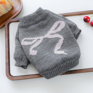 Nueva ropa de otoño/invierno para mascotas, para perros pequeños, cachorros, perros y gatos felices, suéter cálido y cómodo con lazo al estilo coreano - Product Image 5