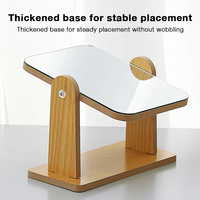 Miroir de table rotatif en bois massif à marque privée, miroir de vanité HD 360° °   Ajustable pour le maquillage et les soins de la peau