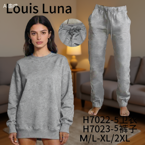 Ensemble de survêtement 2 pièces HDJ : Sweat-shirt oversize et pantalon de jogging, tenue décontractée et sportive H7022-5Sweatshirt+H7023-5Pants - Product Image 3