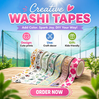 Lot de 5 rubans adhésifs Washi fantaisie pour scrapbooking et journal intime – Idéal pour les filles – Offre spéciale