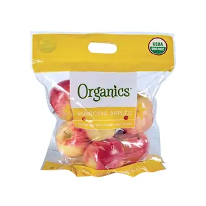 Custom Print Supermarket Plastic Ziplock Anti-fog Perforated Fresh Vegetable Fruit Grape Packaging Bags With Vent Holes