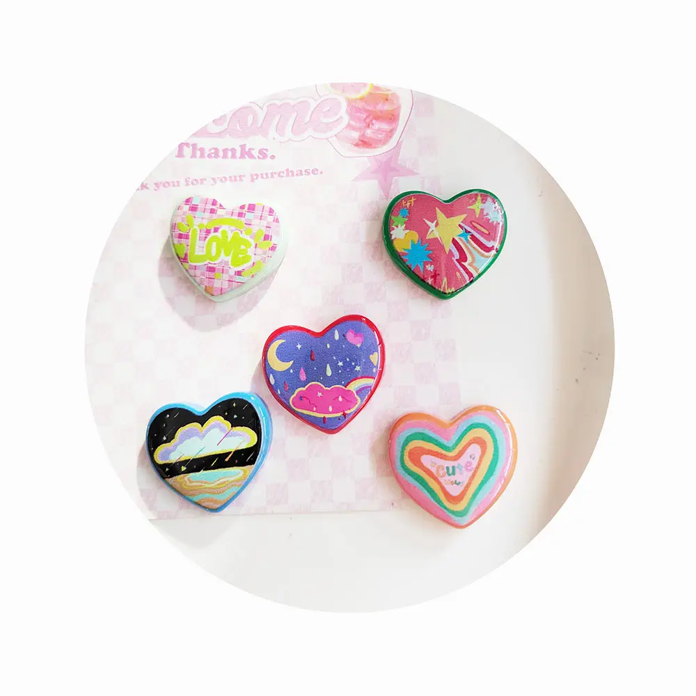 Sweet Love Heart Jewelry Accessories Resin Flatback Kawaii Cabochons for Valentine's Day Handmade Photo Frame Home DIY Decor