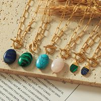Merryshine acier inoxydable Turquoise pierre naturelle cristal géométrique trombone pendentif collier à breloques pour les femmes