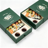 Scatola per Imballaggio Alimentare Personalizzata Riciclabile a Prezzo di Fabbrica all'Ingrosso, Contenitore da Asporto per Ristoranti di Sushi, Scatola di Carta con Vasetto per Salsa