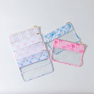 Custom Clear PVC Cosmetic Bag <b>Bow</b> Print Eco-Friendly Summer Makeup Organizer Portable Reusable Water Resistant Lightweight - Product Image 1